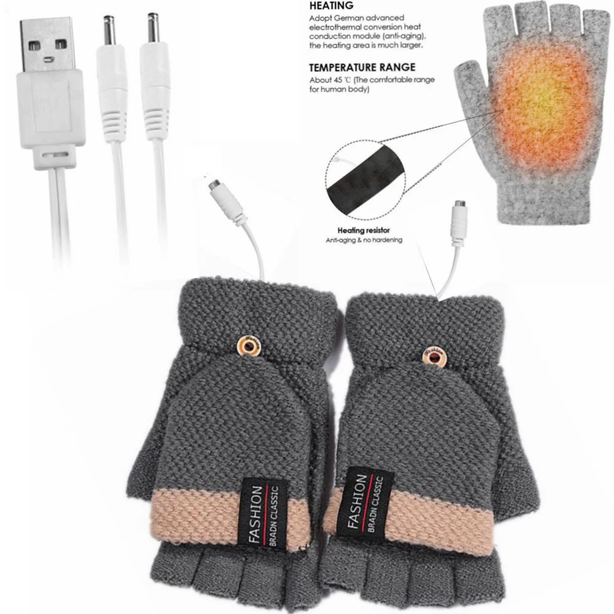 USB Electrice Incalzite Mănuși față-Verso Încălzire Mănuși Reincarcabil rezistent la apa Temperatura Reglabila 2