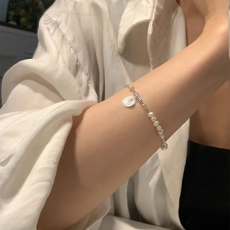 VENTFILLE Argint 925 Bratara pentru Femei Fata de Perle Zi Fu Temperament coreean Design Retro Bijuterii Cadou Dropshipping