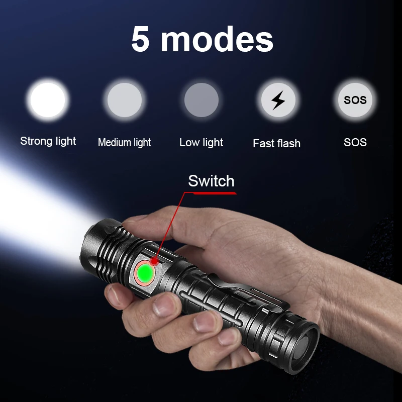 XHP 50 DE Lanterne LED-uri Baterie 18650 Lanterna Atac de Design Cap de USB Reîncărcabilă Lanterna cu Zoom de Urgență Lanterna în aer liber