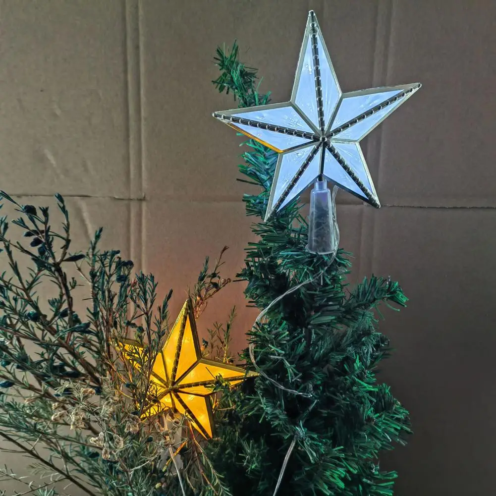 Xmas Tree Lampă Strălucitoare Led-uri de Crăciun de pe Brad rezistent la apa Stralucitoare Stea cu Cinci colțuri Ornament Moale cu Baterii